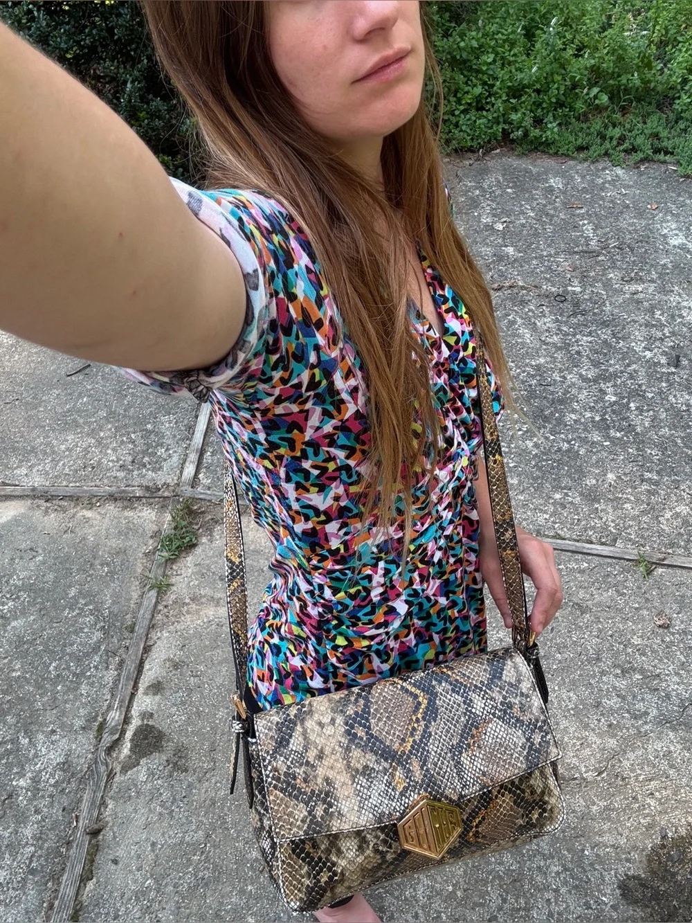 Kurt Geiger Python Embossed Leather Crossbody Bag